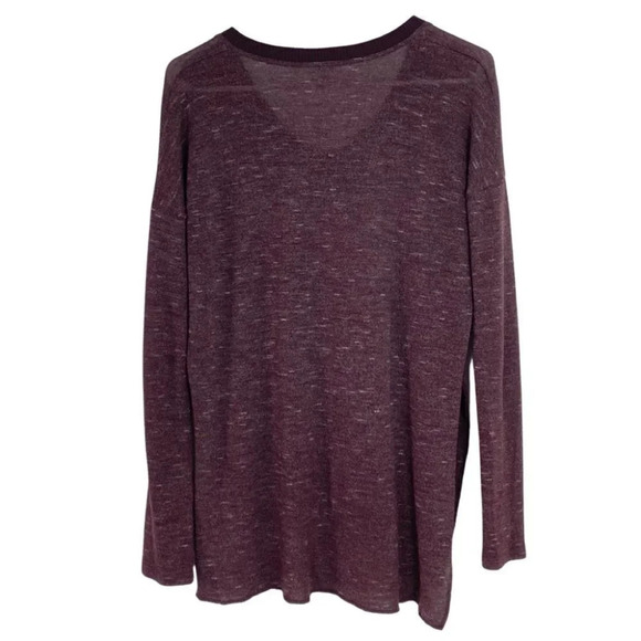 Aritzia Sweater Womens Size XS Oversized Shirt Wilfred Sherbrooke Burgundy Vneck - Picture 2 of 11